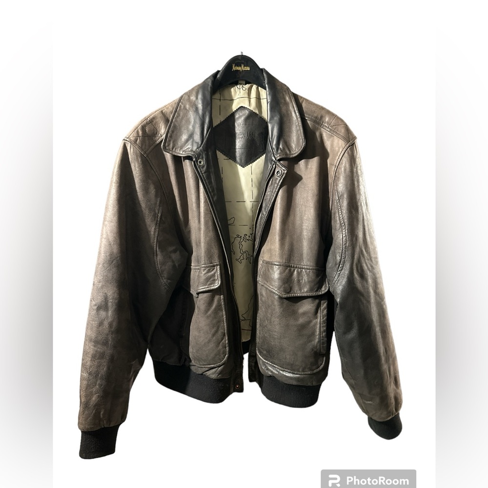 Vintage Leather Jacket Flight Aviator Bomber Men Size XL